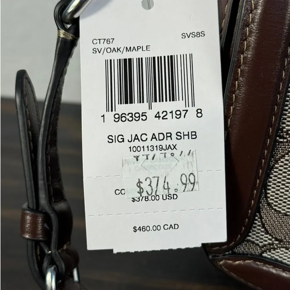 NWT Coach Andrea Shoulder bag‎ in Brown Signature Jacquard